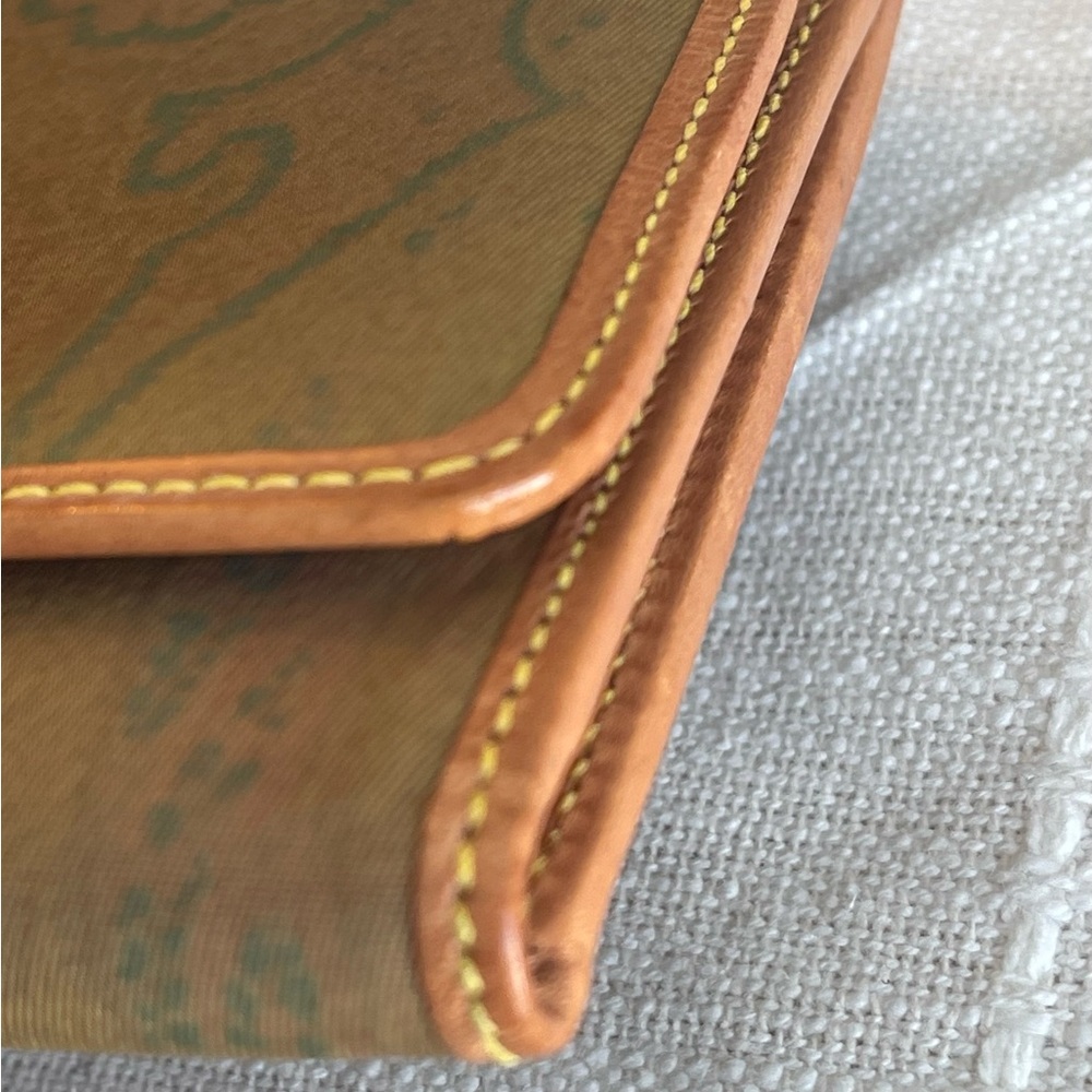 EUC VINTAGE ETRO SIGNATURE PAISLEY PRINT CANVAS TRIFOLD, LEATHER TRIM & INTERIOR - Picture 15 of 16